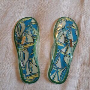 Lilly Pulitzer size 6 jelly sandals sail boat design